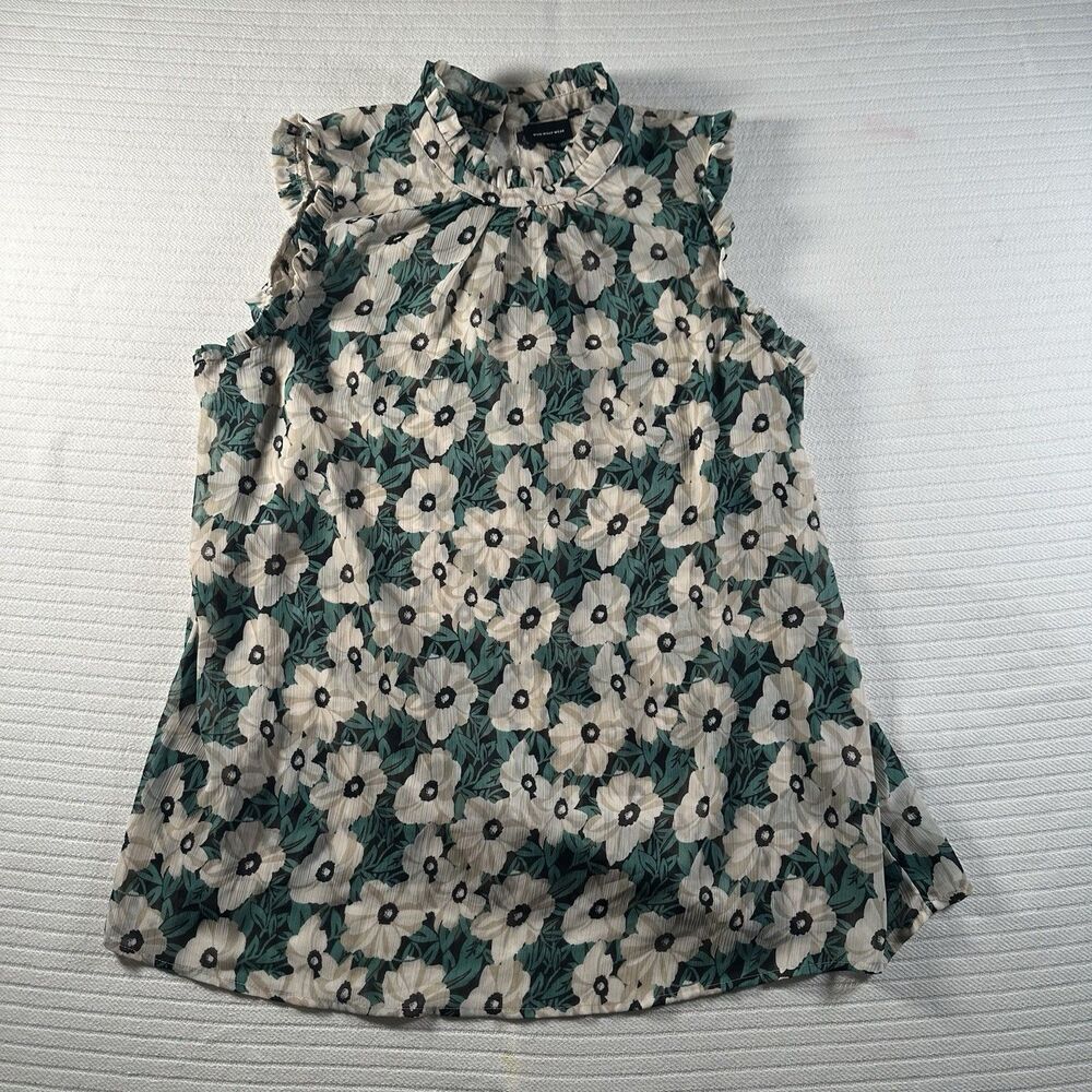 Who What Wear Women’s XXL Floral Sleeveless Blouse Ruffle Neck Boho Tank Top